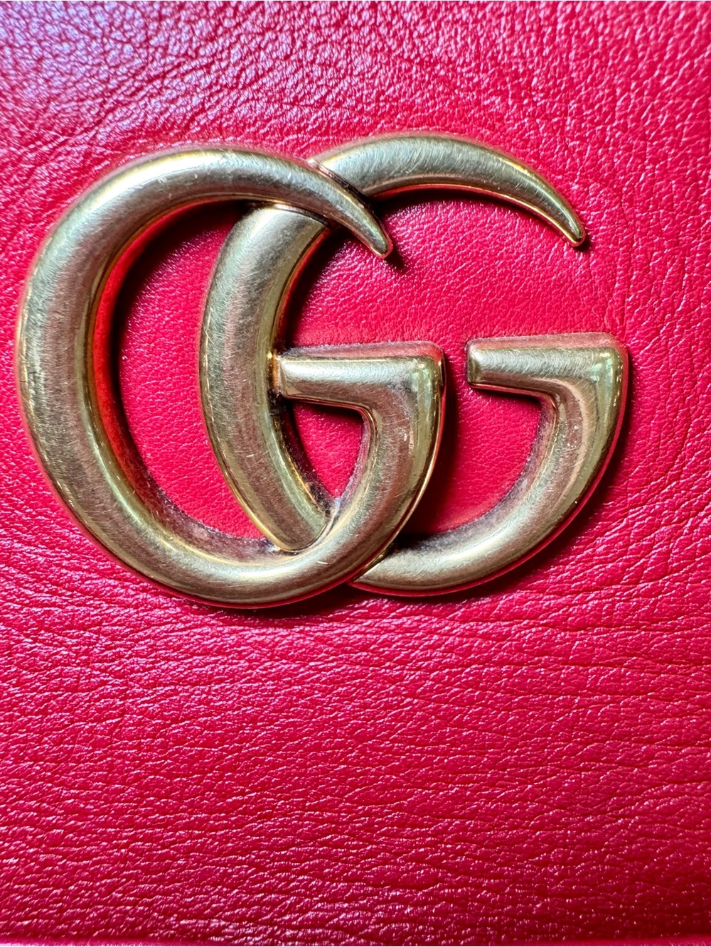 Gucci Red Calfskin Matelasse Medium GG Marmont Shoulder Bag W Gold Chain Strap - Picture 8 of 16